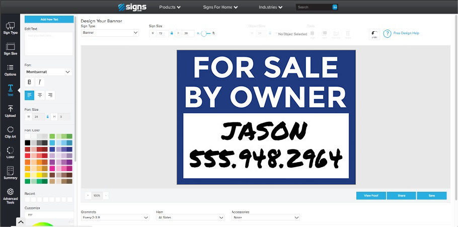 signs.com design tool with real estate post signs
