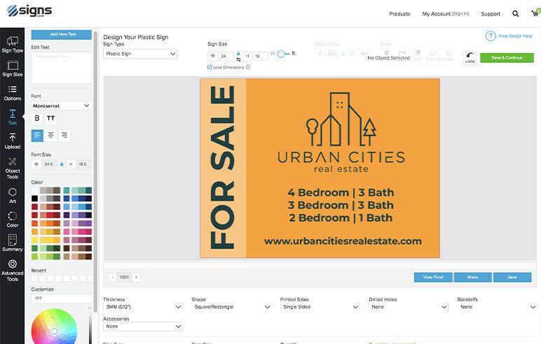 signs.com design tool with real estate frame signs