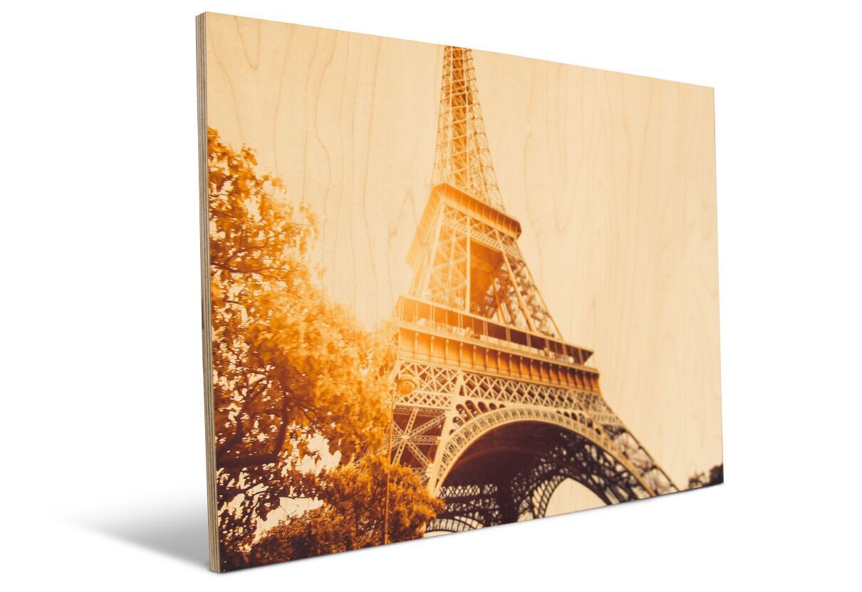 Wooden photo print of the Eiffel Tower