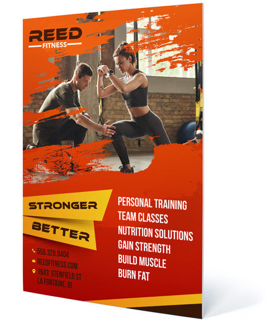 Mounted poster in detail promoting a fitness program