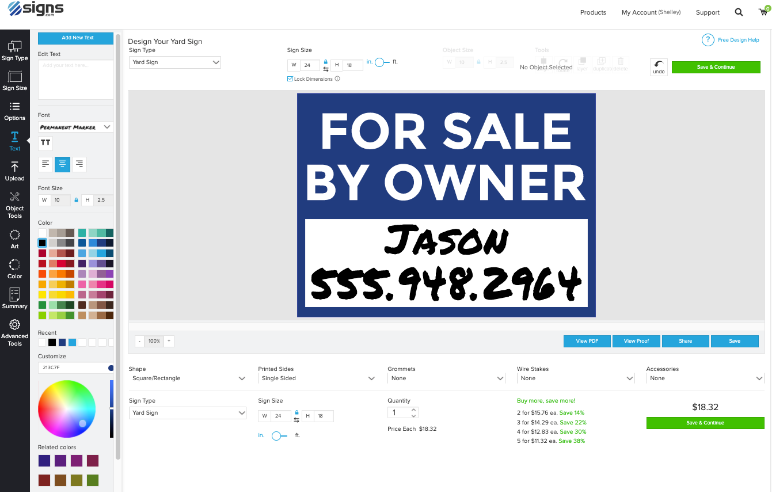 signs.com design tool with real estate A-Frame signs