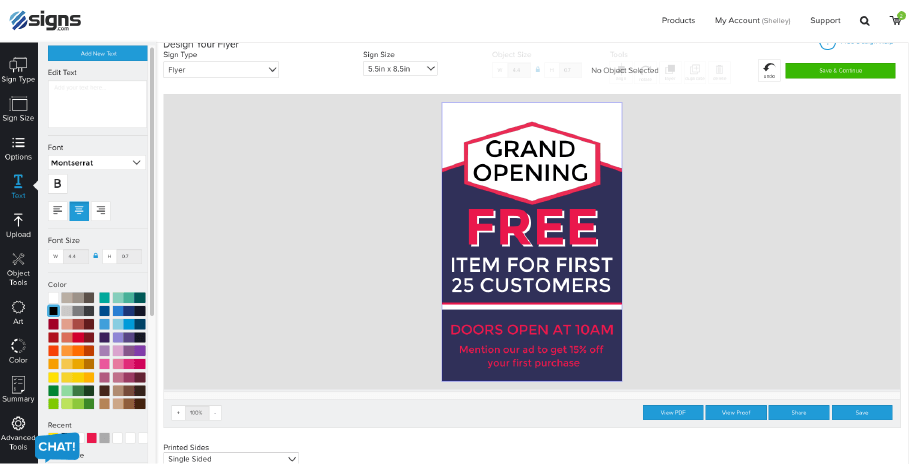 signs.com design tool with Postcards signs